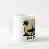 Beach Rider ☕ Retro Surfer Tropische Mok (Voorkant links)
