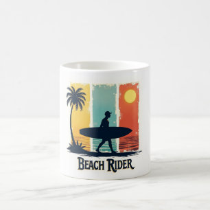 Beach Rider ☕ Retro Surfer Tropische Mok