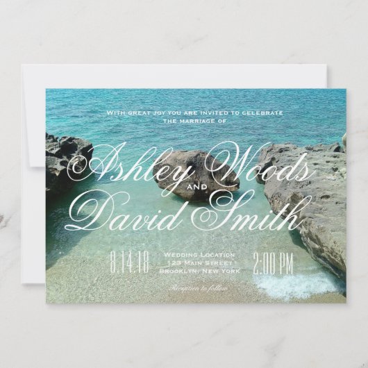 Beach Rock Wedding Invitation Kaart (Voorkant)