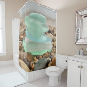 Beach Rocks & Zee Glass Shower Curtain Douchegordijn (In situ)