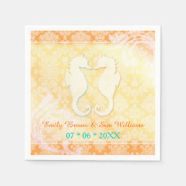 Beach Romance SeaHorse Pair Wedding Servetten