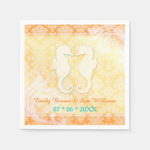 Beach Romance SeaHorse Pair Wedding Servetten