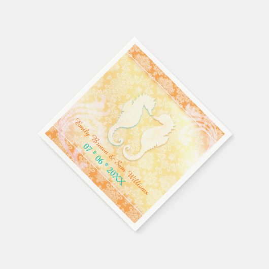 Beach Romance SeaHorse Pair Wedding Servetten (Hoek)