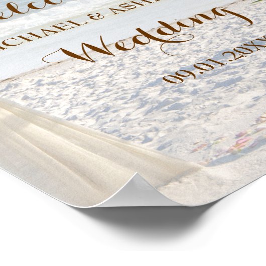 Beach Roos Tropical Leaves Sunset Weduwwelkomstwoo Poster (Hoek)