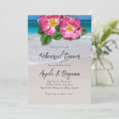 Beach Roos Tropische Zeeen Rehearings Dinner Kaart (Staand voorkant)