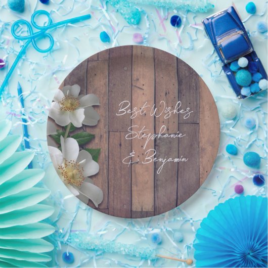 Beach Roos Wood look Papieren Bordje (Feest)