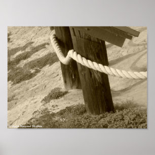Beach Rope Fence - Sepia Poster