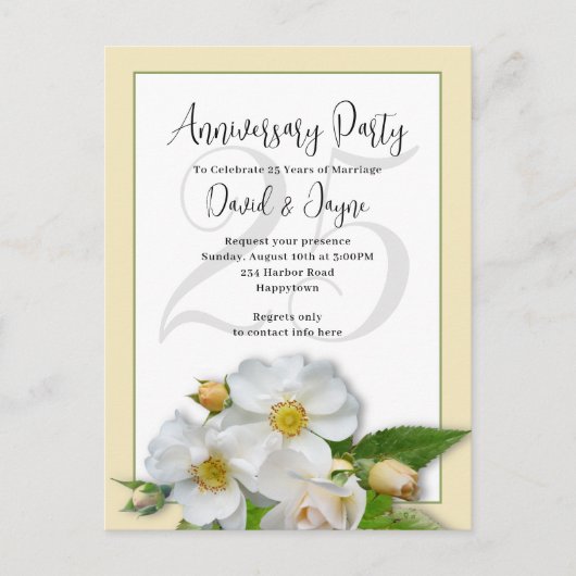 Beach Rozen Jubileum Party Invitation Briefkaart (Voorkant)