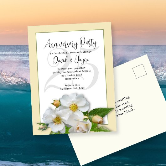Beach Rozen Jubileum Party Invitation Briefkaart