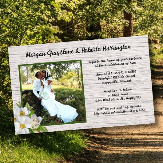 Beach Rozen Wood Wedding Invitding Budget Paper Flyer
