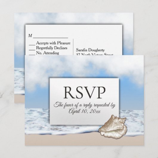 Beach RSVP met menuopties Uitnodiging Briefkaart (Voorkant / Achterkant)