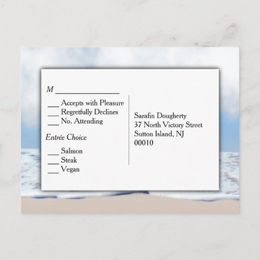 Beach RSVP met menuopties Uitnodiging Briefkaart (Achterkant)