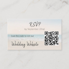 Beach RSVP met Weduwwebsite QR Code Enclosure Informatiekaartje
