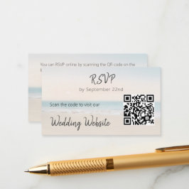 Beach RSVP met Weduwwebsite QR Code Enclosure Informatiekaartje
