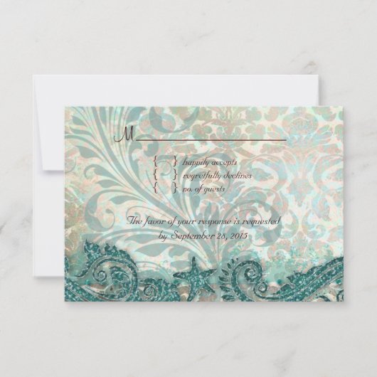 Beach RSVP Wedding Reply Kaart Dolphins (Voorkant)
