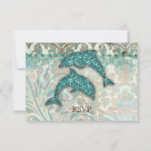 Beach RSVP Wedding Reply Kaart Dolphins (Achterkant)