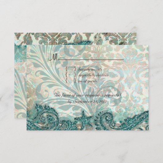 Beach RSVP Wedding Reply Kaart Dolphins (Voorkant / Achterkant)