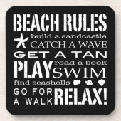 Beach Rules by Seashore Graphic Black & White Drankjes Onderzetter (Voorkant)