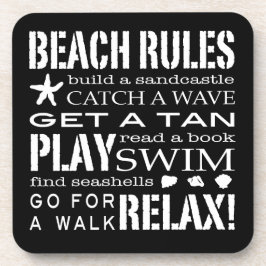 Beach Rules by Seashore Graphic Black & White Drankjes Onderzetter
