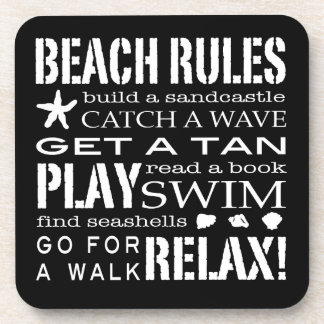 Beach Rules by Seashore Graphic Black & White Drankjes Onderzetter
