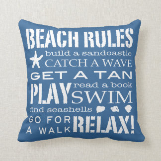 Beach Rules by the Seashore Classic Blue & White Kussen