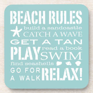 Beach Rules by the Seashore Soft Aqua & White Bier Onderzetter