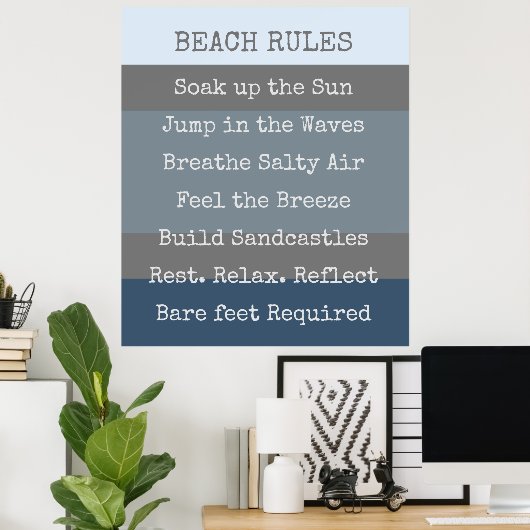 Beach Rules Modern Colorblock Poster (Thuiskantoor)