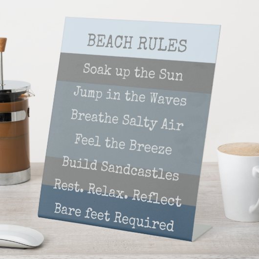 Beach Rules Modern Colorblock Reclamebord Met Voetstuk (Insitu)