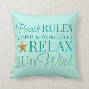 Beach Rules Typografie Pillow Kussen