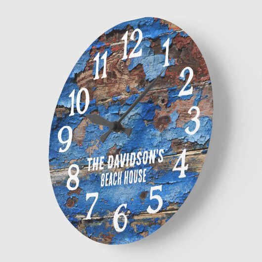 Beach Rustic Wood Blue en Brown Custom Clock Grote Klok (Hoek)