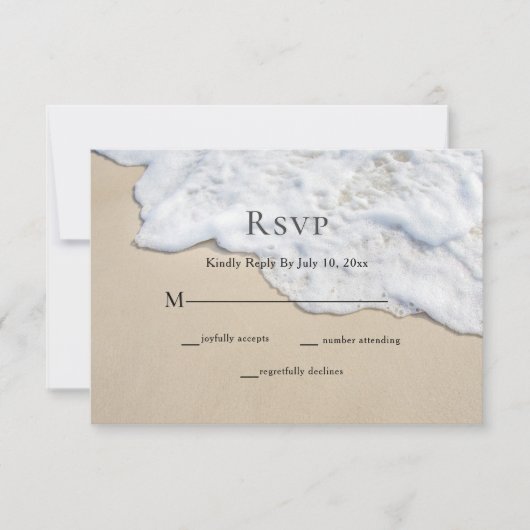 Beach Sand and Foam Wedding RSVP Kaart (Voorkant)