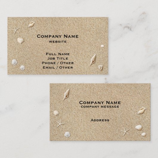 Beach Sand and Seashells Visitekaartje (Voorkant / Achterkant)