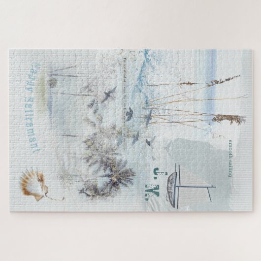 Beach Sand and Zee Collage Happy Retirement Legpuzzel (Horizontaal)