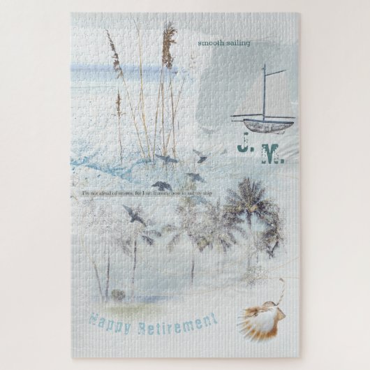 Beach Sand and Zee Collage Happy Retirement Legpuzzel (Verticaal)
