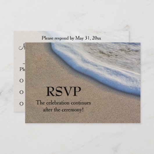 Beach Sand and Zee Foam Wedding RSVP (Voorkant / Achterkant)
