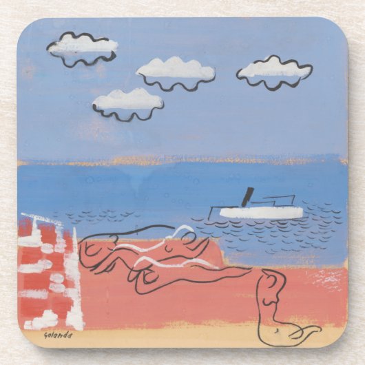 Beach, Sand, Blue Sky Onderzetters voor hedendaags (Voorkant)