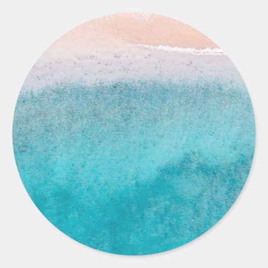 Beach Sand Blue Zee Seaside Blank Sjabloon Ronde Sticker (Voorkant)