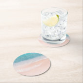 Beach Sand Blue Zee Seaside Custom Blank Sjabloon Ronde Kartonnen Onderzetter (Insitu)