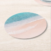 Beach Sand Blue Zee Seaside Custom Blank Sjabloon Ronde Kartonnen Onderzetter (Gebogen)