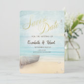 Beach Sand Boat Lighthouse Save the Date (Staand voorkant)