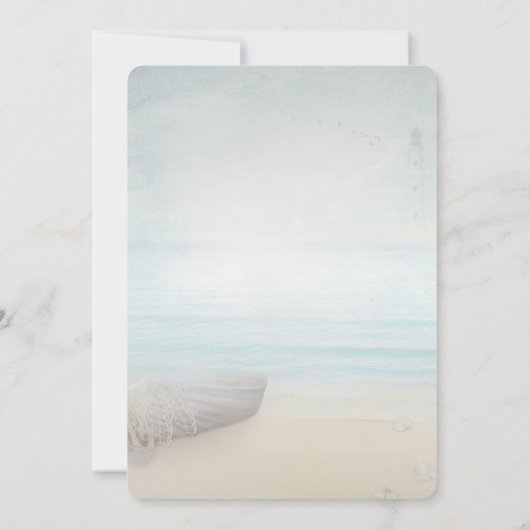 Beach Sand Boat Lighthouse Save the Date (Achterkant)