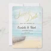 Beach Sand Boat Lighthouse Save the Date (Voorkant)