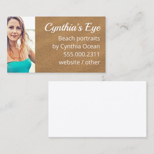 Beach Sand Bold Text Photo Template Visitekaartje (Voorkant / Achterkant)