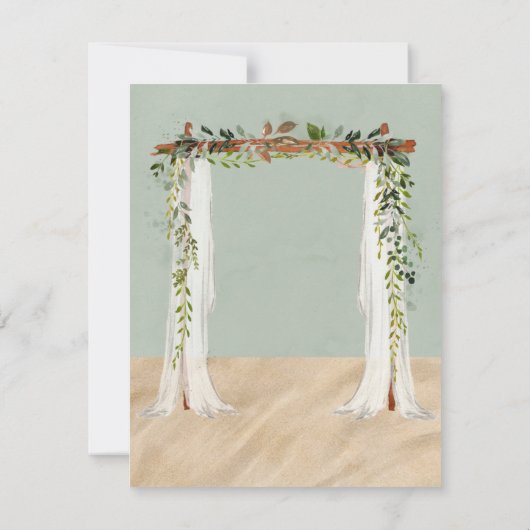 Beach Sand Canopy Tropical Brunch & Bubble Invites Kaart (Achterkant)