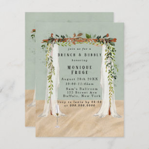 Beach Sand Canopy Tropical Brunch & Bubble Invites Kaart
