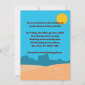 Beach Sand Castel Sun Hearts Romantic Wedding Kaart (Achterkant)