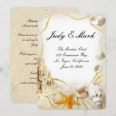 Beach Sand Castle Bruiloft Menu Kaart (Voorkant / Achterkant)