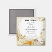 Beach Sand Castle Bruiloft Save The Date Magnet (Voorkant / Achterkant)