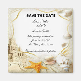 Beach Sand Castle Bruiloft Save The Date Magnet