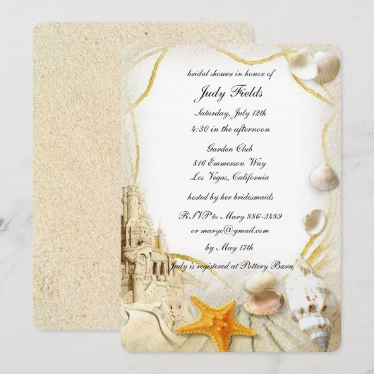 Beach Sand Castle Bruiloft Vrijgezellenfeest Kaart (Voorkant / Achterkant)